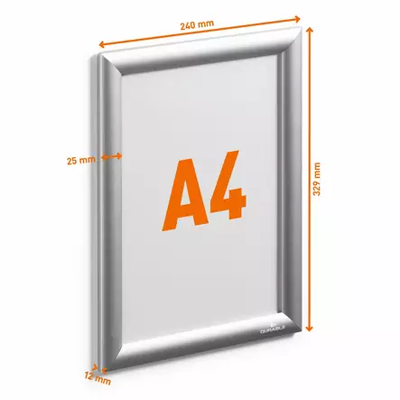 Durable Snapkehys alumiini A4 hopea - Infotaskut, julistekehykset - 479623 - 2