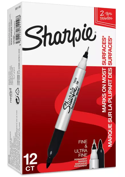 Huopakynä Sharpie Twin Tip musta EF+F - Merkkauskynät, -tussit - S0811100 - 2