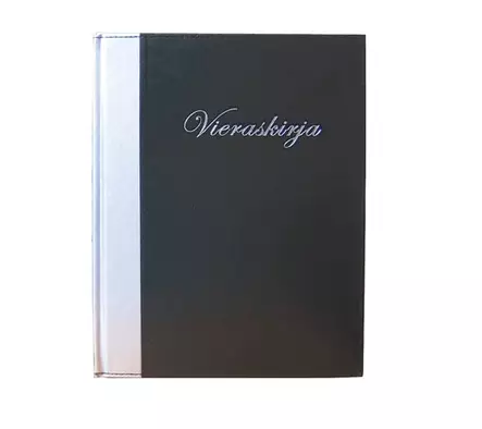 VIERASKIRJA MUSTA/HOPEA 18X23,5 LANKASID - Muisti- ja konttorikirjat - 59266 - 1