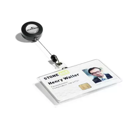 Nimikorttikotelo pidikkeellä Durable 54x85mm, 10kpl - Nimikortit, kongressineulat, kaulanauhat - 801619 - 2