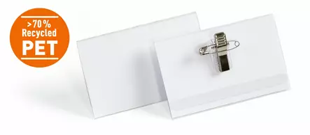 Nimikyltti 54x90 mm yhdistelmäklipsillä rPET 50kpl - Nimikortit, kongressineulat, kaulanauhat - 824219 - 1
